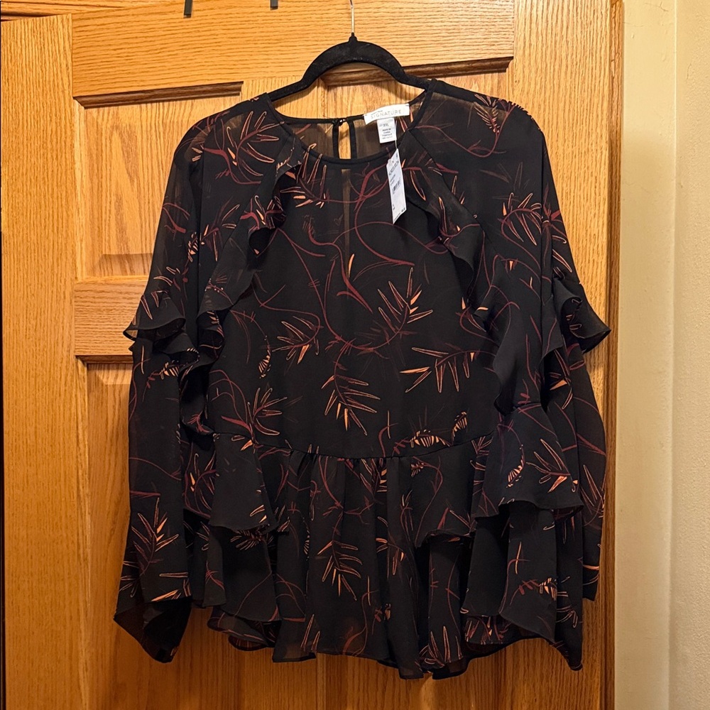 Signature Black and Brown Patterned Blouse